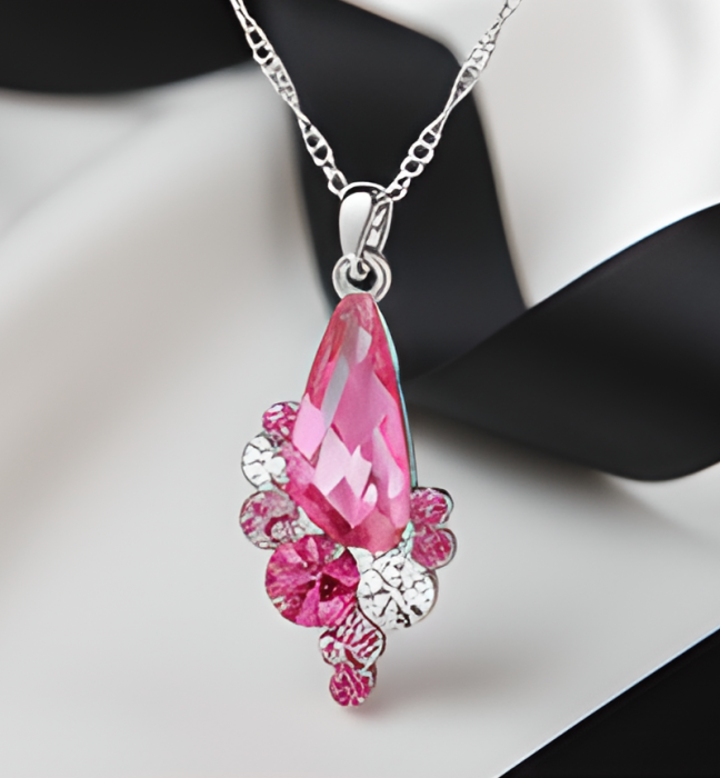 Promo Colier ANGEL DROP  rose cu cristale + cercei asortati CADOU [3]