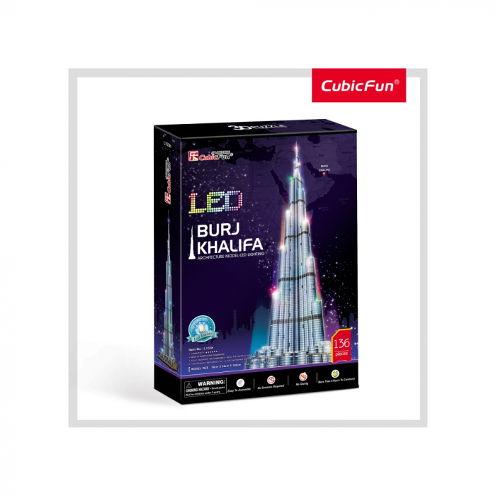 PUZZLE 3D LED BURJ KHALIFA 136 PIESE