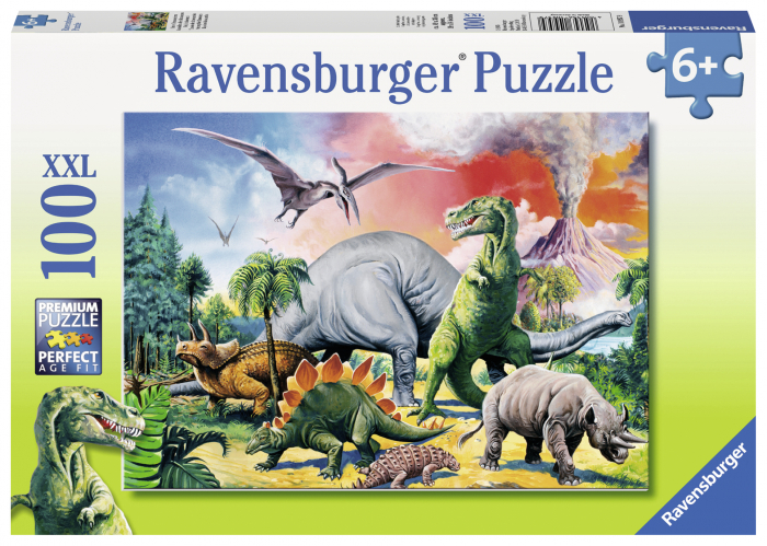 PUZZLE PRINTRE DINOZAURI, 100 PIESE