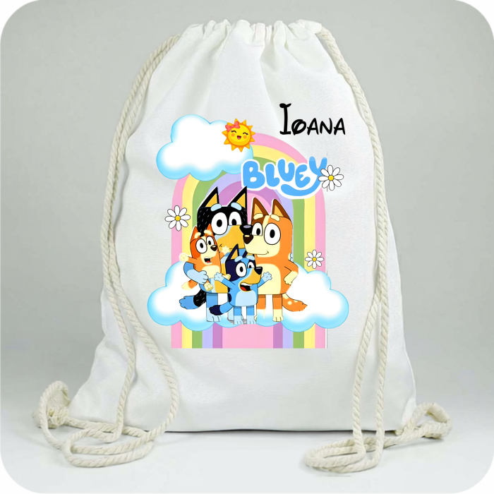 Saculet personalizat cu nume şi personaj Bluey–pentru grădiniță, școală sau aniversare [2]