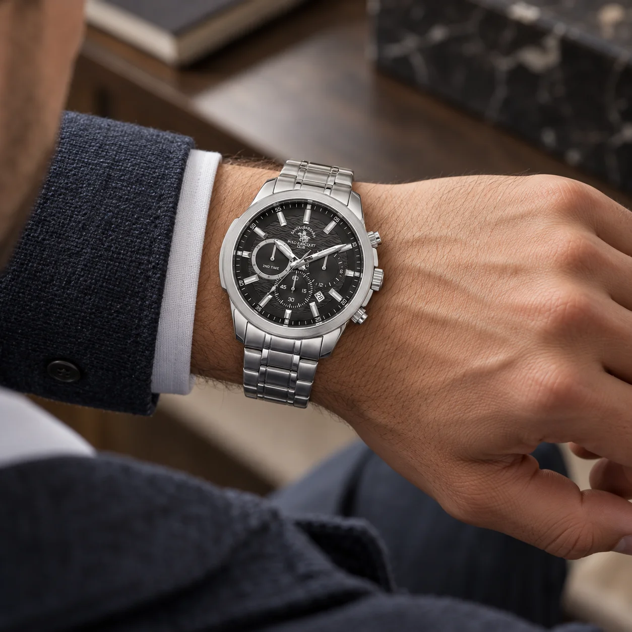 Santa Barbara Polo Legend - Ceas Barbatesc Quartz Argintiu SB.4.10047-2 [3]