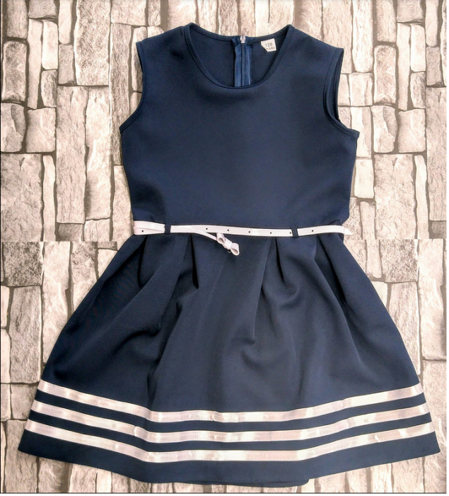 Sarafan scolar pentru fete, model elegant, bleumarin, productie Polonia, SP101 [3]