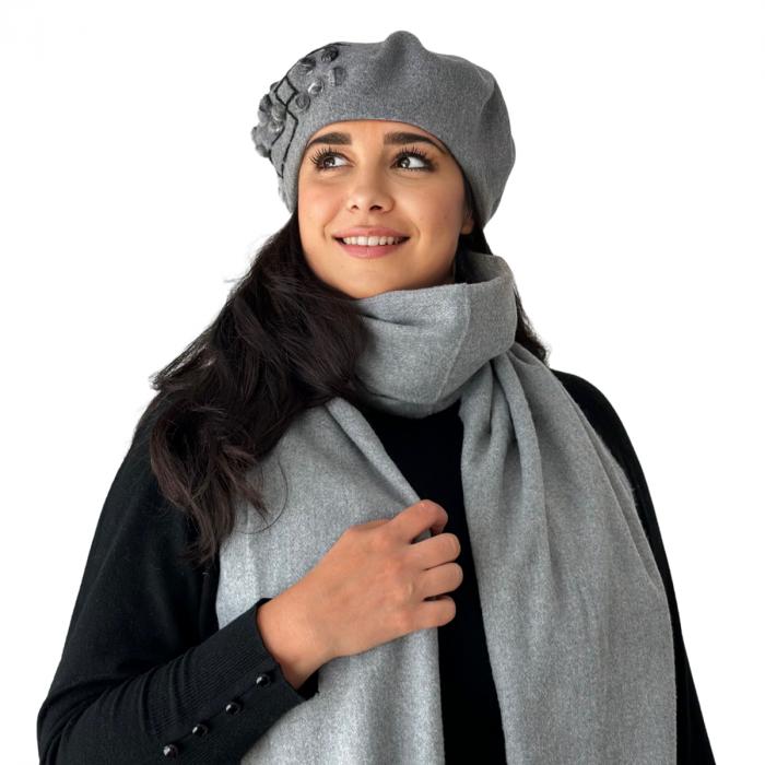 Set 2in1 Caciula de dama stil bereta cu esarfa asortata, marime universala, BM22.02-1507G, Rabionek [2]