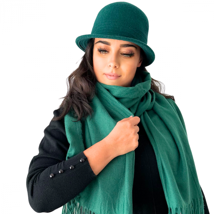Set 2in1 Palarie de dama din lana cu esarfa, marime universala, D23.07-green Rabionek [3]