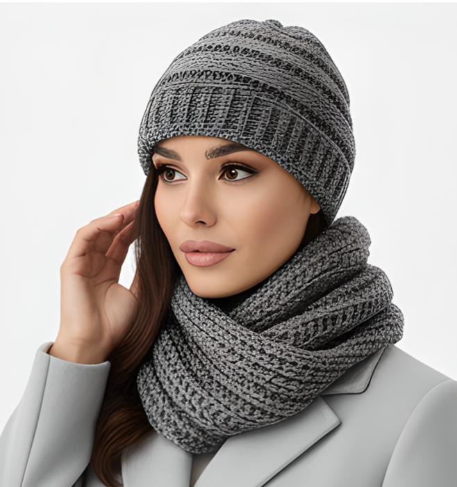 Set Caciula si fular HONEY gri inchis, caciula dublata în interior HB12 [5]