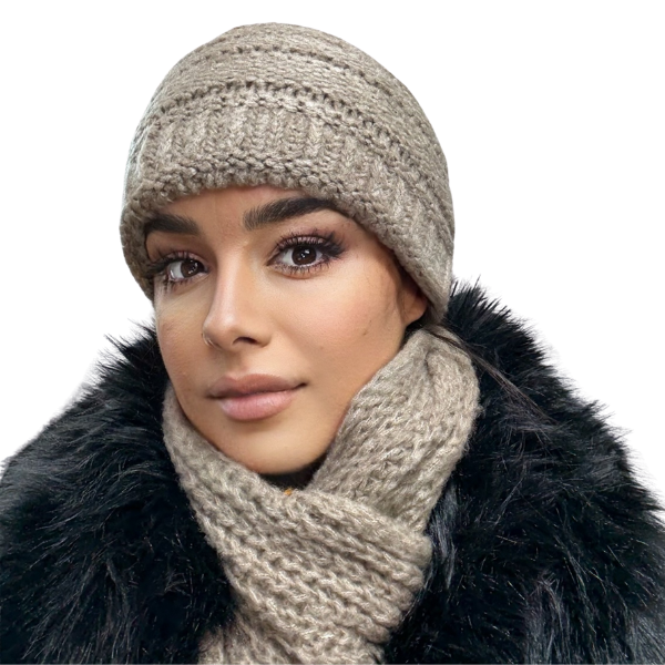 Set Caciula si fular HONEY maro, caciula dublata în interior HB13 [1]