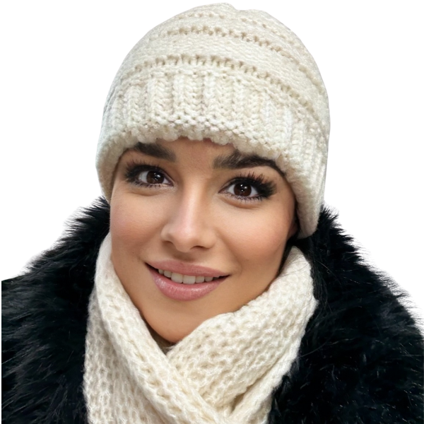 Set Caciula si fular HONEY ivory, caciula dublata în interior HB14 [2]