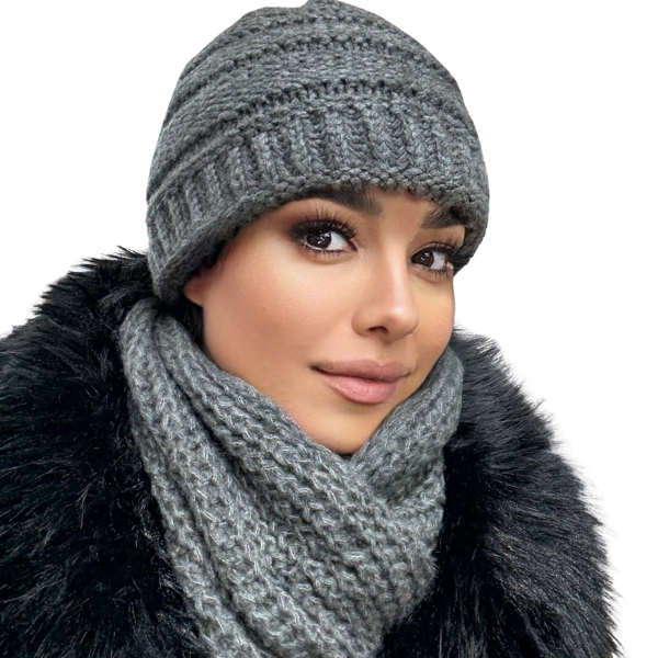 Set Caciula si fular HONEY gri inchis, caciula dublata în interior HB12 [1]