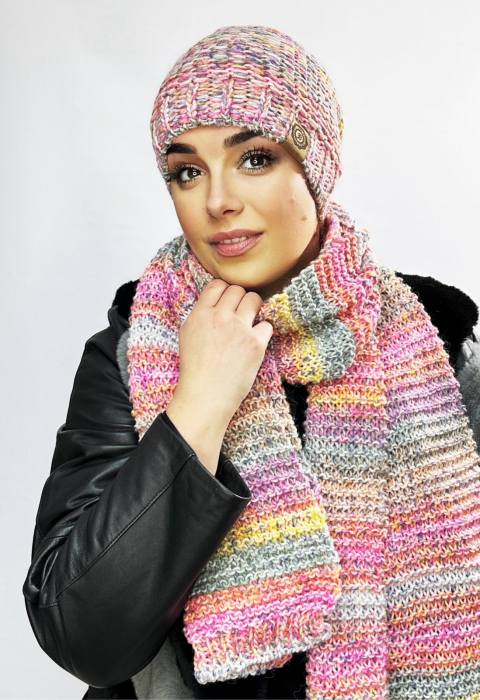 Set Caciula si fular impletite, calduroase din lana, caciula cu polar în interior AMELIA multicolor, Polonia [2]