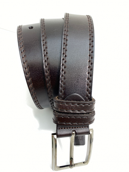 Set cadou bărbați 100% piele, Portofel și Curea de pantaloni UNO, culoare maro inchis, F2092 [3]