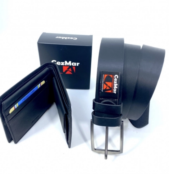 Set cadou bărbați Portofel și Curea de pantaloni din piele CEZMAR, culoare negru,G106.4N [4]
