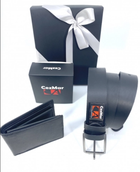 Set cadou bărbați Portofel și Curea de pantaloni din piele CEZMAR, culoare negru,G106.4N [5]