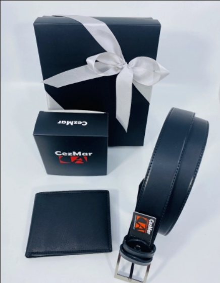 Set cadou bărbați Portofel și Curea de pantaloni din piele CEZMAR, culoare negru, P3-40N-1373 [5]