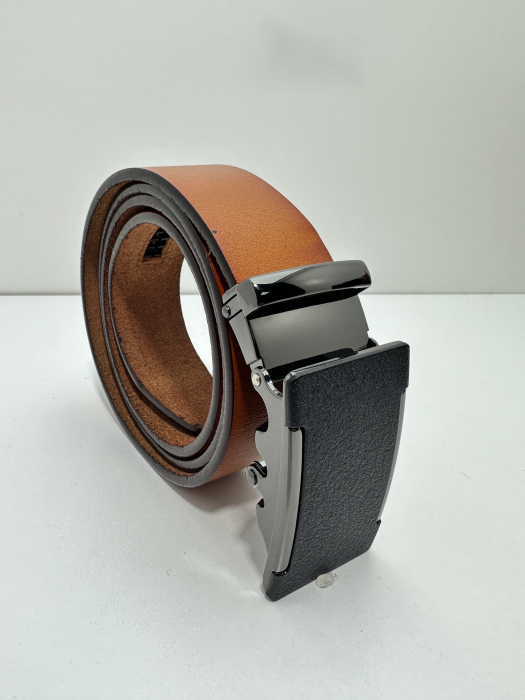 Set cadou elegant pentru barbati cu Portofel de piele si Curea automata N507 roșcat 125cm [4]