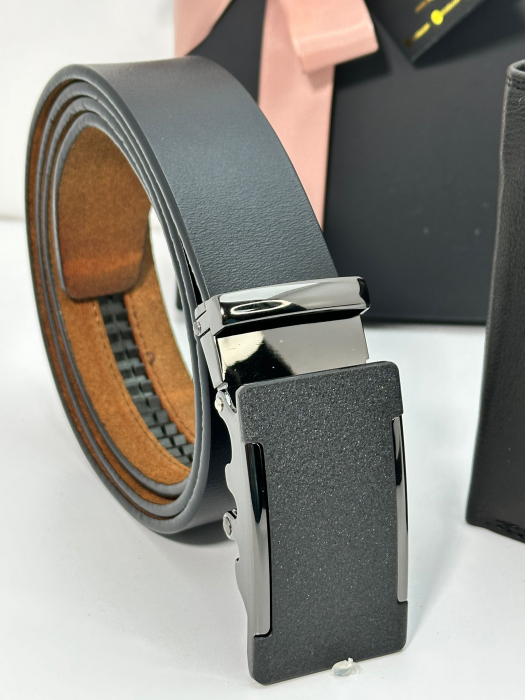 Set cadou elegant pentru barbati cu Portofel de piele si Curea automata N507 125cm [5]