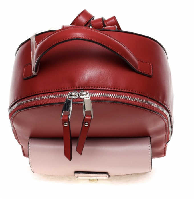 Set cadou femei Rucsac de dama Micussi roz pudra/roșu și Eșarfă de mătase asortata [4]