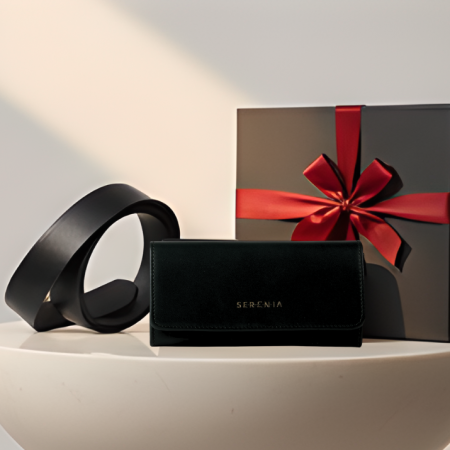 Set cadou GINA pentru femei Portofel si Curea de piele naturala 100% produs in Romania, negru 3cm ,SRN_ALCN03 [5]