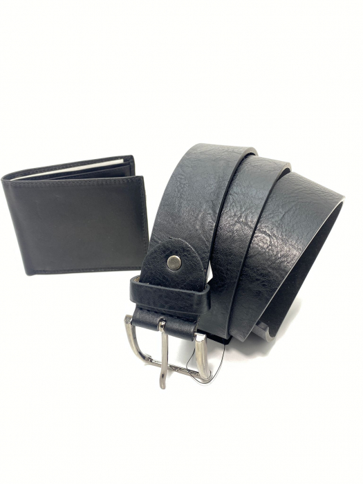 Set cadou pentru barbati cu Portofel din piele si Curea de barbati, negru 2210-4 [3]