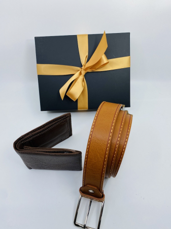 Set cadou pentru bărbați Portofel de piele si Curea maro mărime 135cm, maro Coffee, DW15040 [4]