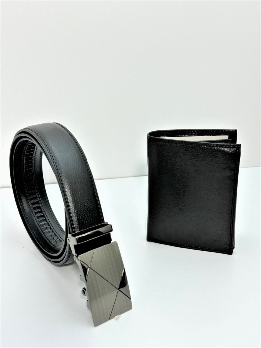 Set cadou elegant pentru barbati cu Portofel de piele si Curea automata LY1542 135cm [2]