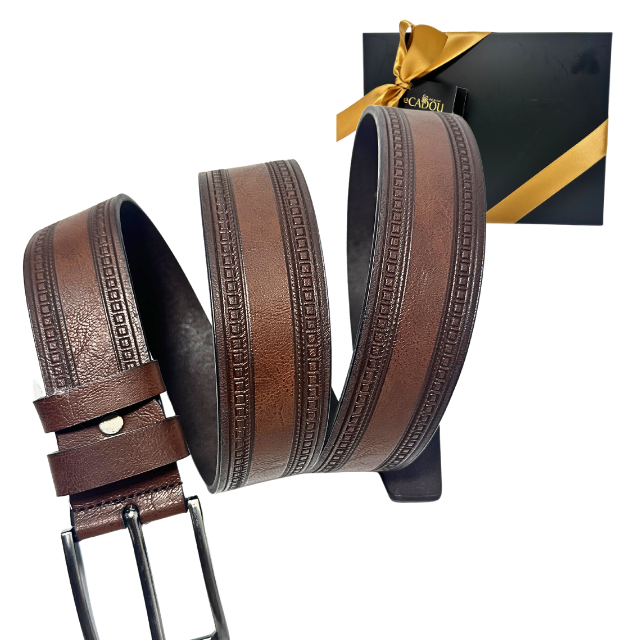 Set cadou Portofel si Curea de piele  ecologica maro , LY2778_M, latime curea 3.5cm, e-CADOU [2]