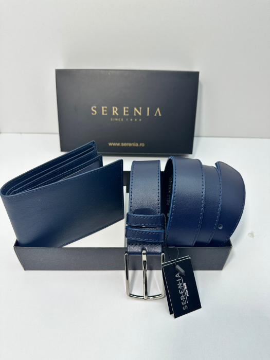 Set cadou Portofel si Curea de piele naturala de barbati culoare belumarin, produs in Romania, SRN_NAPPA_105 [3]