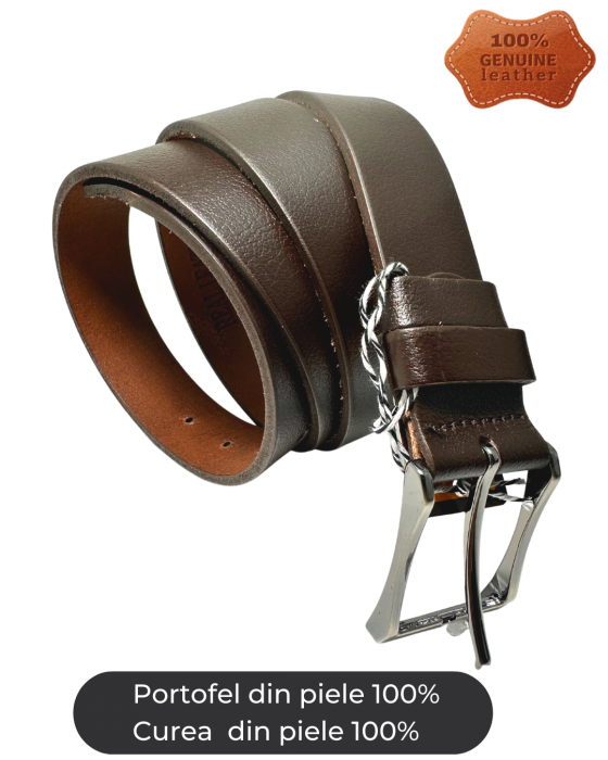 Set cadou Portofel si Curea de piele naturala de barbati maro,TRM23.3022, latime curea 3.0cm [2]