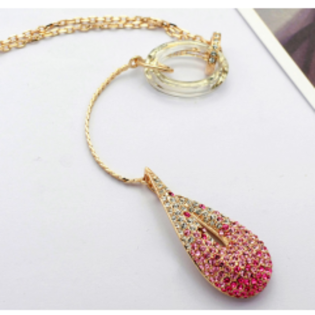 Colier cu cristale SWEET SHARP rose  placat cu aur galben [2]