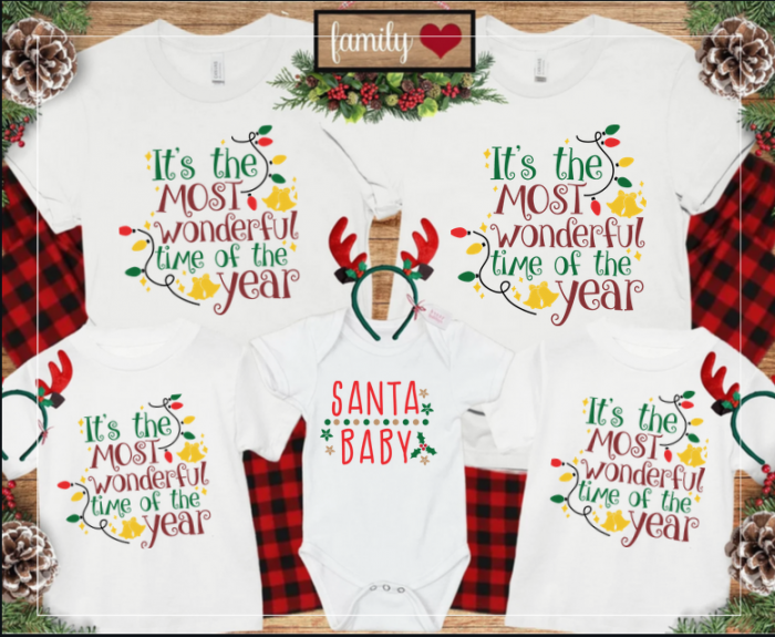 Set de tricouri personalizate Family mama, tata si copii cu tematica de Craciun, Best Christmas