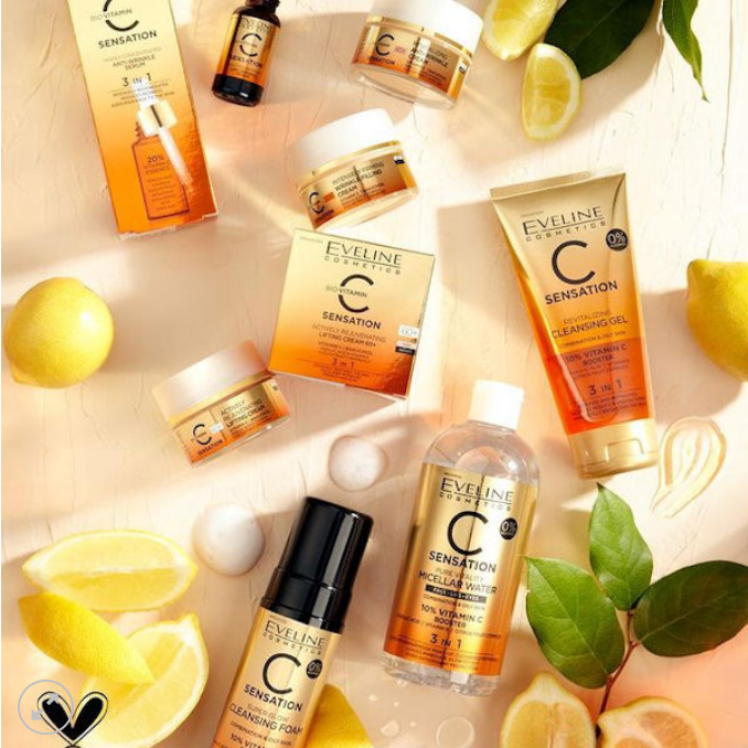 Set Eveline 5in1 Bio Vitamin C Sensation, Crema pentru fata, Ser antirid, Spuma de curatare, Gel de curatare si apa micelara