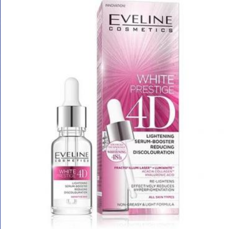 Ser pentru fata White Prestige 4D, Eveline Cosmetics, 18ml, umineaza pielea