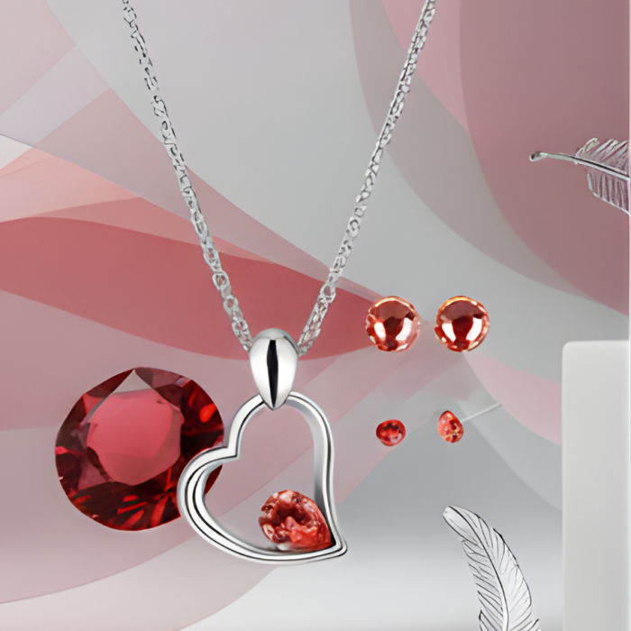 Colier EXPENSIVE HEART  rosu cu cristale [2]