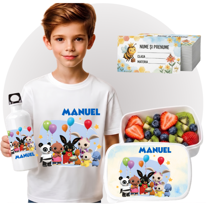 Set Promo Back to School Bing Tricou + Cutie + Bidon Personalizat pentru copilul tău [2]
