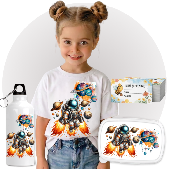 Set Promo Back to School Astronaut – Tricou + Cutie + Bidon Personalizat pentru copilul tău [2]