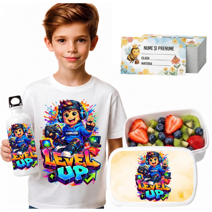 Set Promo Back to School Roblox– Tricou + Cutie + Bidon Personalizat pentru copilul tău [2]