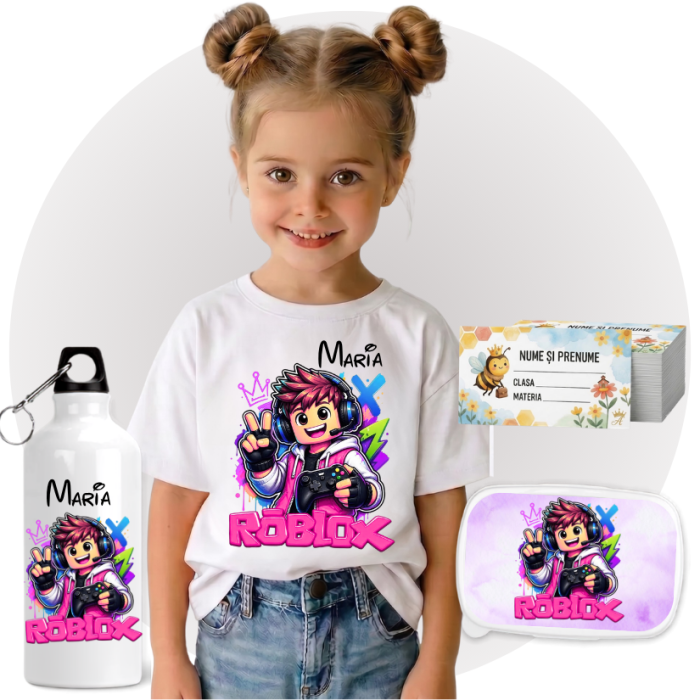 Set Promo Back to School Roblox – Tricou + Cutie + Bidon Personalizat pentru copilul tău [2]