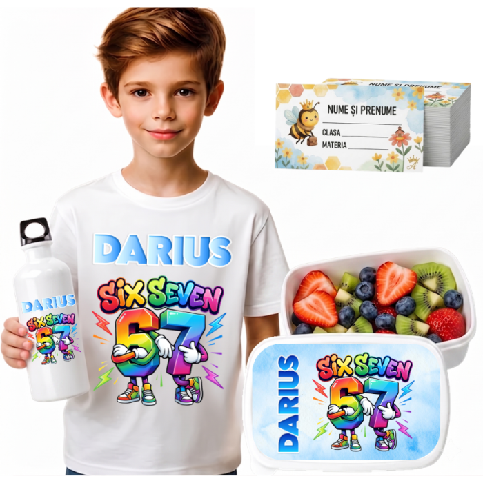Set Promo Back to School Six Seven 67 – Tricou + Cutie + Bidon Personalizat pentru copilul tău [2]