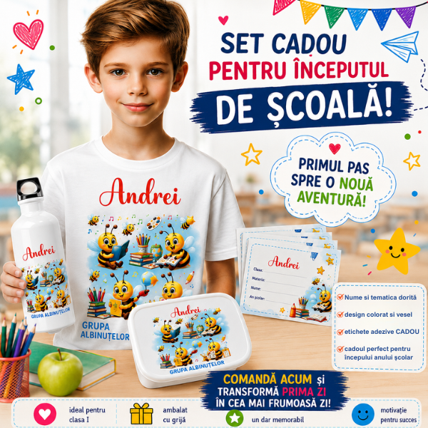 Tricou Personalizat + Cutie Sandwich + Bidon de Apă – Set Complet pentru Începutul Anului Școlar [5]