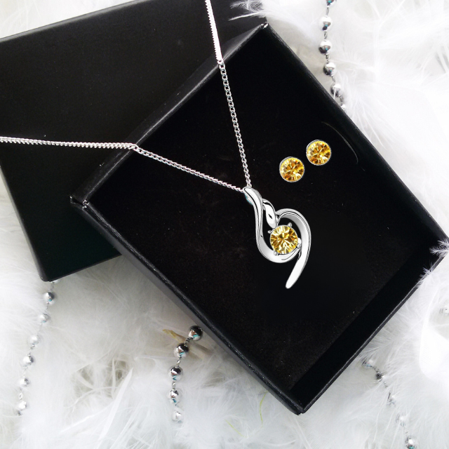 Set SOFT yellow cu cristale, placat cu aur alb 18k [2]
