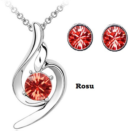 Aranjament floral cu 9 trandafiri de sapun si Set SOFT rosu cu cristale, placat cu aur alb 18k [3]