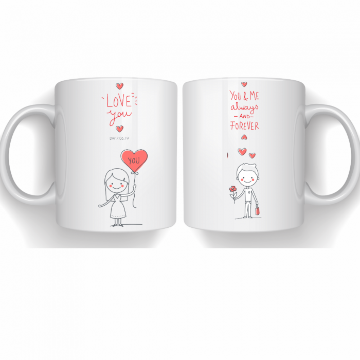 Set tricouri pentru cuplu personalizate Valentines Day VD2444 You and me forever [2]