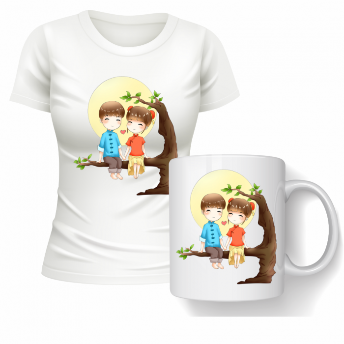 Set tricouri pentru cuplu personalizate Valentines Day VD2449 I love you [2]