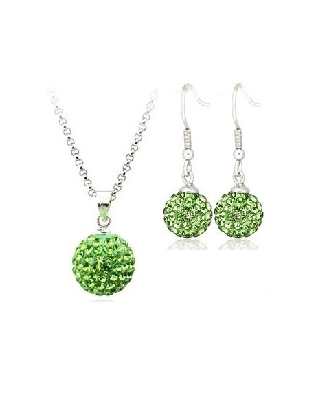 Set bijuteriii SHAMBALA lung green-verde cu cristale