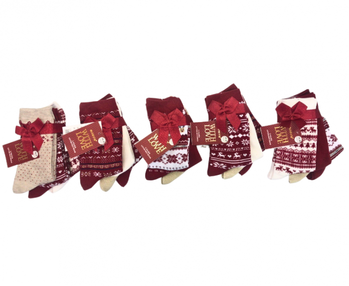 Sosete de dama, thermo din bumbac,  tematica de craciun, set 3 perechi, SNX9212 [2]