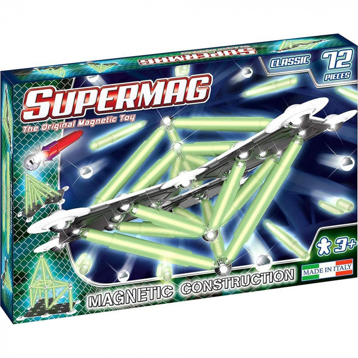 SUPERMAG CLASSIC GLOW - SET CONSTRUCTIE 72 PIESE