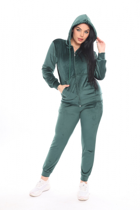 Trening dama, catifea soft, fermoar, verde Emerald, e-Cadou [7]