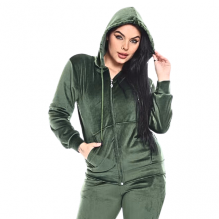Trening dama, catifea soft, fermoar, kaki verde ARMY , e-Cadou [4]