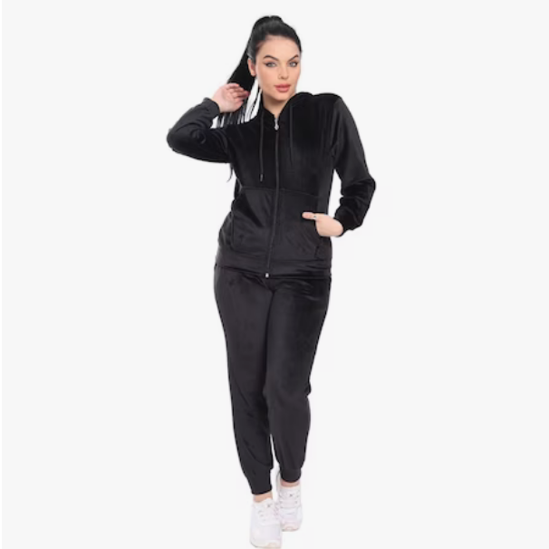 Trening dama negru, catifea soft, fermoar, e-Cadou [4]