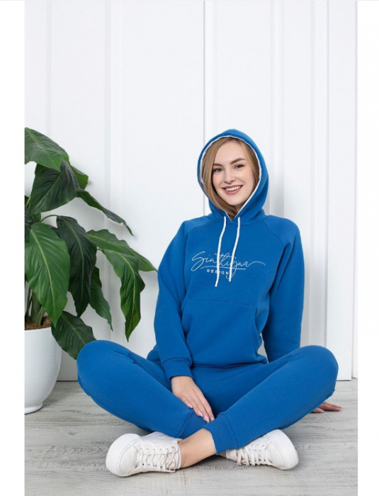 Trening Dama Vatuit, din două piese, Material bumbac, Lux,  BAK2083 Albastrun două piese, Material bumbac, Lux,  BAK2083 Albastru [2]