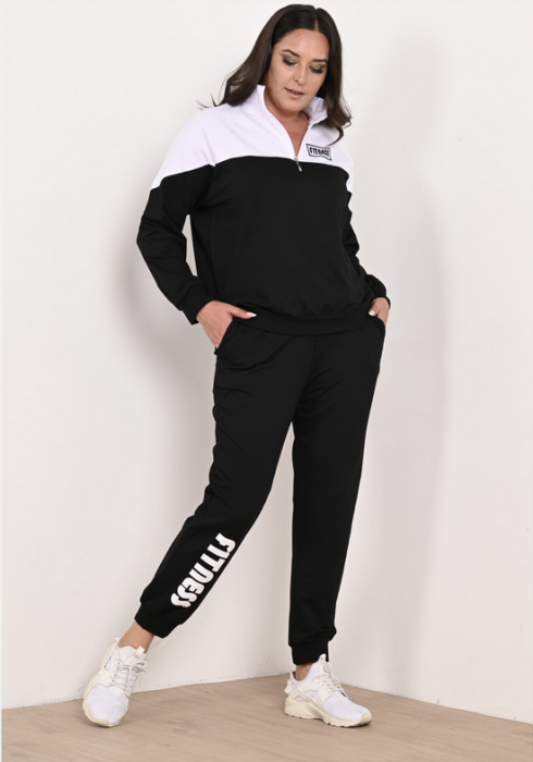Trening de dama din bumbac de caliate, serie batal  42-50, alb/negru 3028-22 [2]